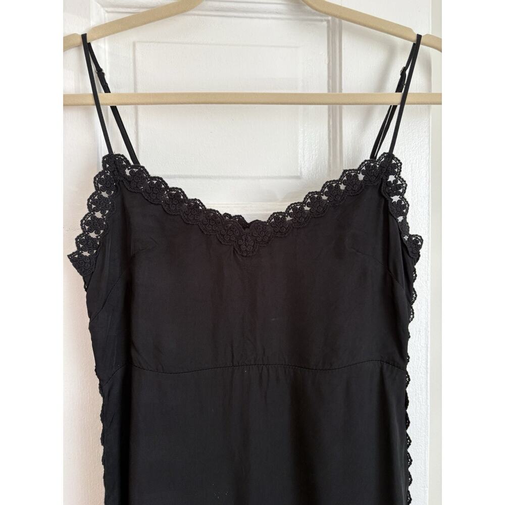 J Crew Black Natasha Crochet Trim Slip Dress Whimsigoth Beachy LBD Chic | 0